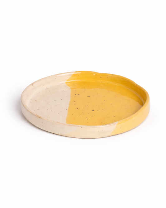 Ana - appetizer plate - off white & butter yellow