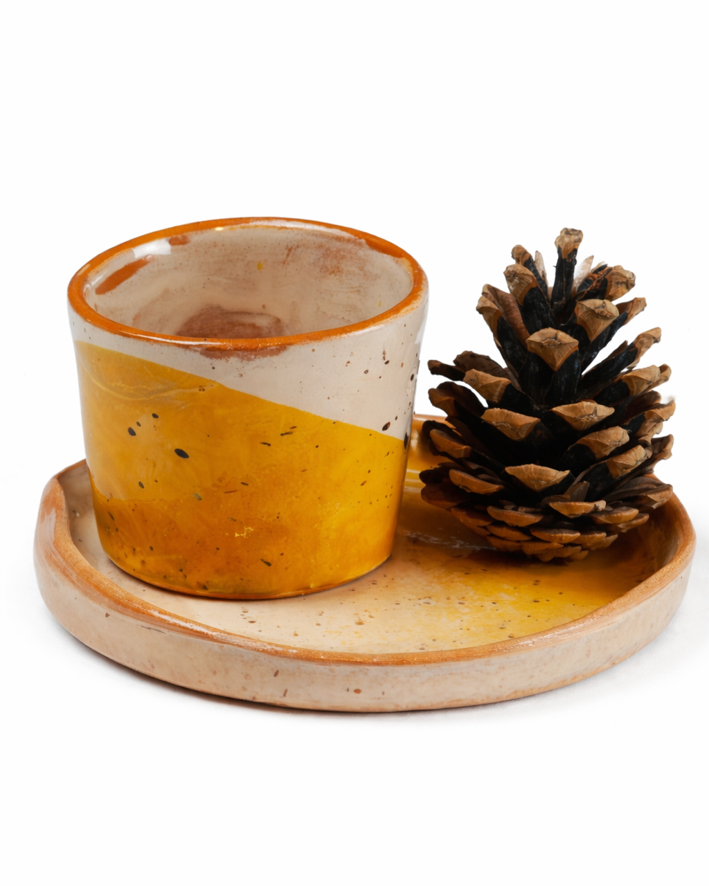 Coffee set - off white & sunshine yellow