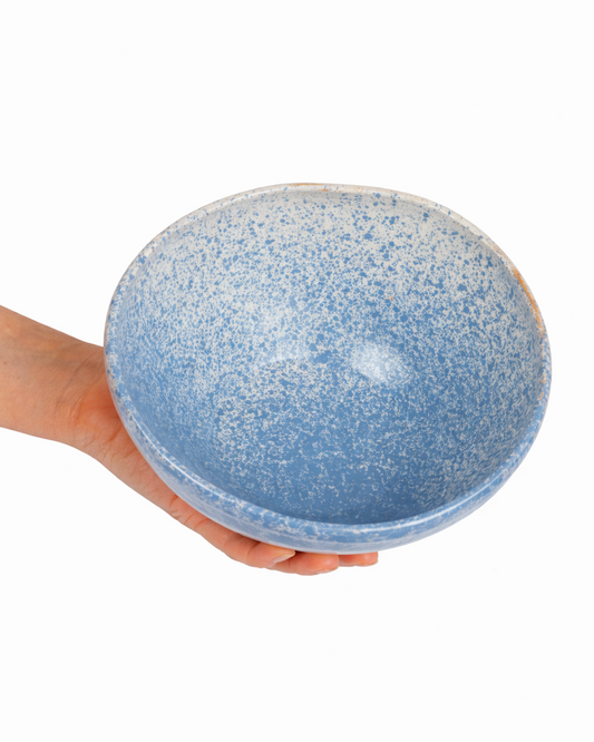 Oana - big bowl - off white & lagoon blue