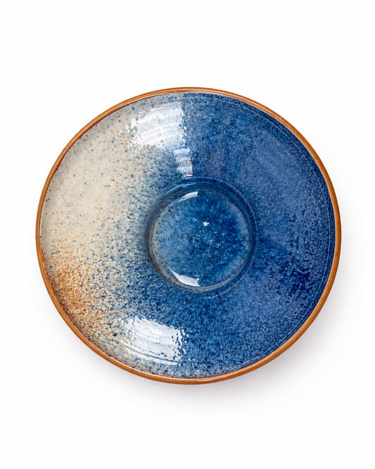 Radu - pasta plate - ocean blue, off white & terracotta