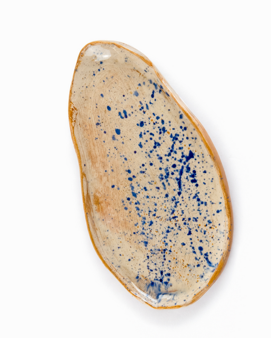 Doina - small platter - off white & ocean blue