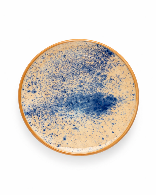 Elena - starter plate - off white & ocean blue