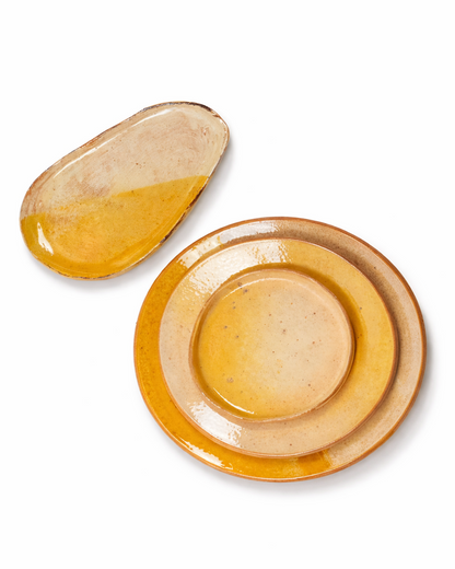 Doina - small platter - sunshine yellow & off white