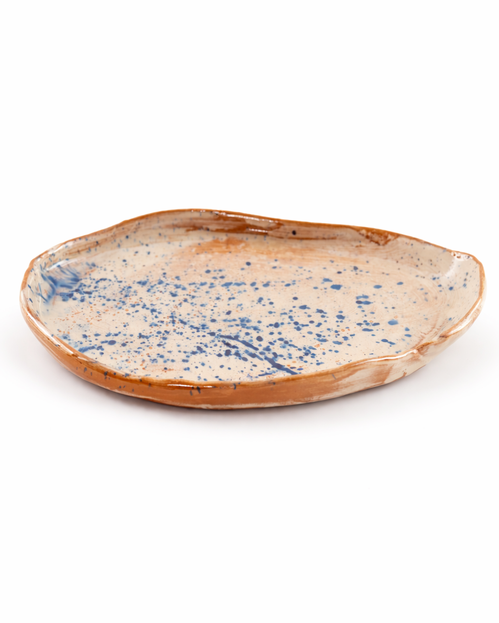 Doina - small platter - off white & ocean blue