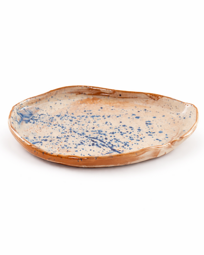 Doina - small platter - off white & ocean blue