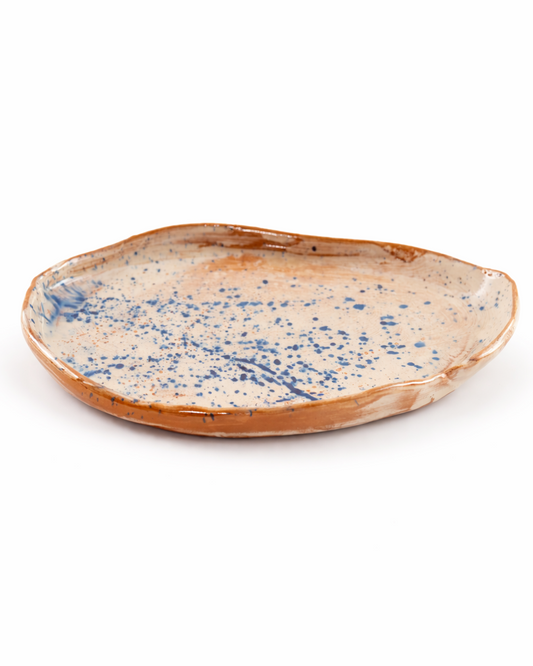 Doina - small platter - off white & ocean blue