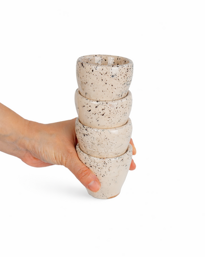 Iulia - double espresso cup - off white with speckles