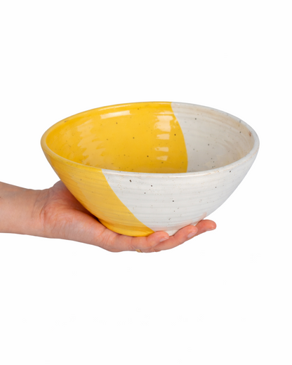 Oana - big bowl - off white & butter yellow