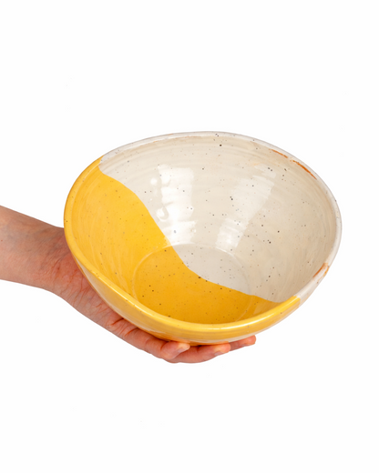 Oana - big bowl - off white & butter yellow