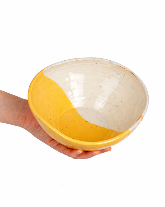 Oana - big bowl - off white & butter yellow