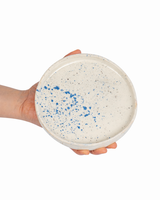 Ana - appetizer plate - off white & lagoon blue