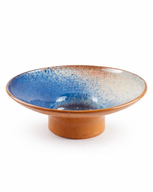 Radu - pasta plate - ocean blue, off white & terracotta