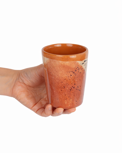 Stefan - big cup - off white & burnt terracotta