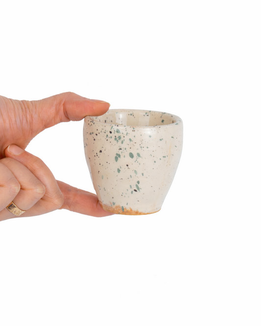 Iulia - double espresso cup - off white with speckles