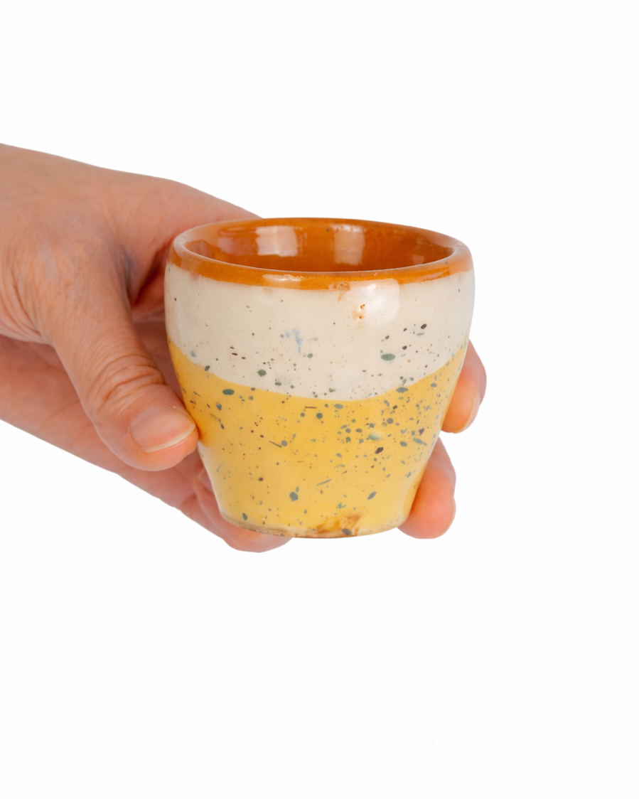 Florin - double espresso cup - off white & butter yellow