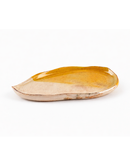 Doina - small platter - sunshine yellow & off white