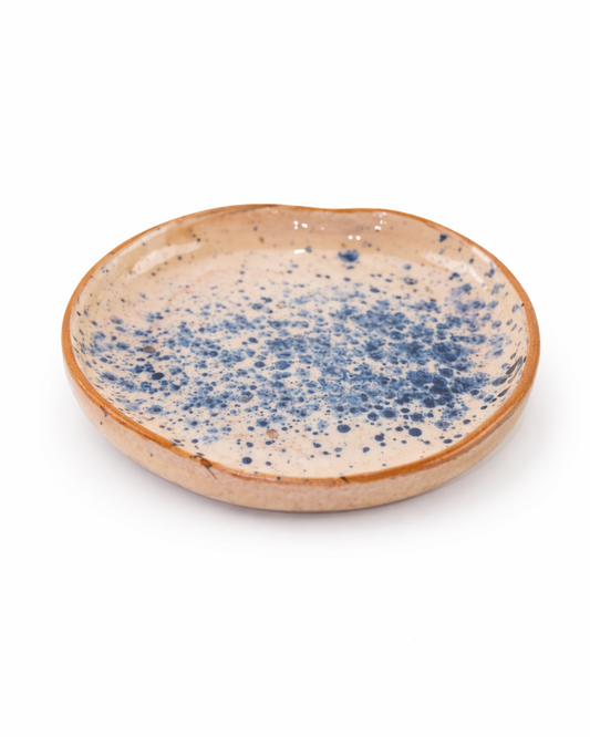 Ana - appetizer plate - off white & ocean blue