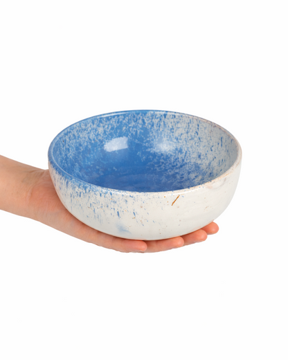 Irina - small bowl - off white & lagoon blue