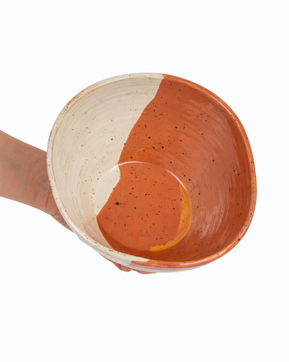 Oana - big bowl - off white & rust terracotta