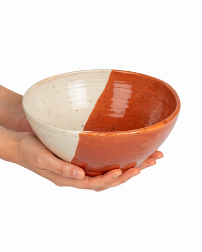 Oana - big bowl - off white & rust terracotta