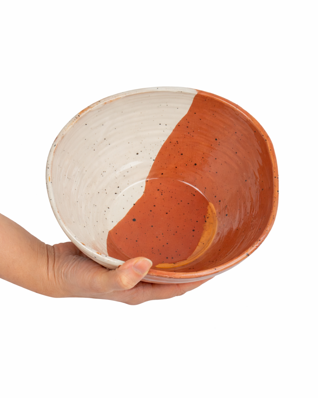 Oana - big bowl - off white & rust terracotta
