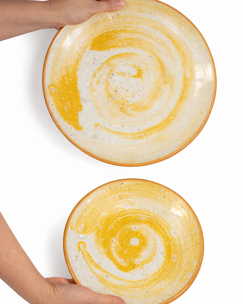 Mihai - main plate - off white & butter yellow