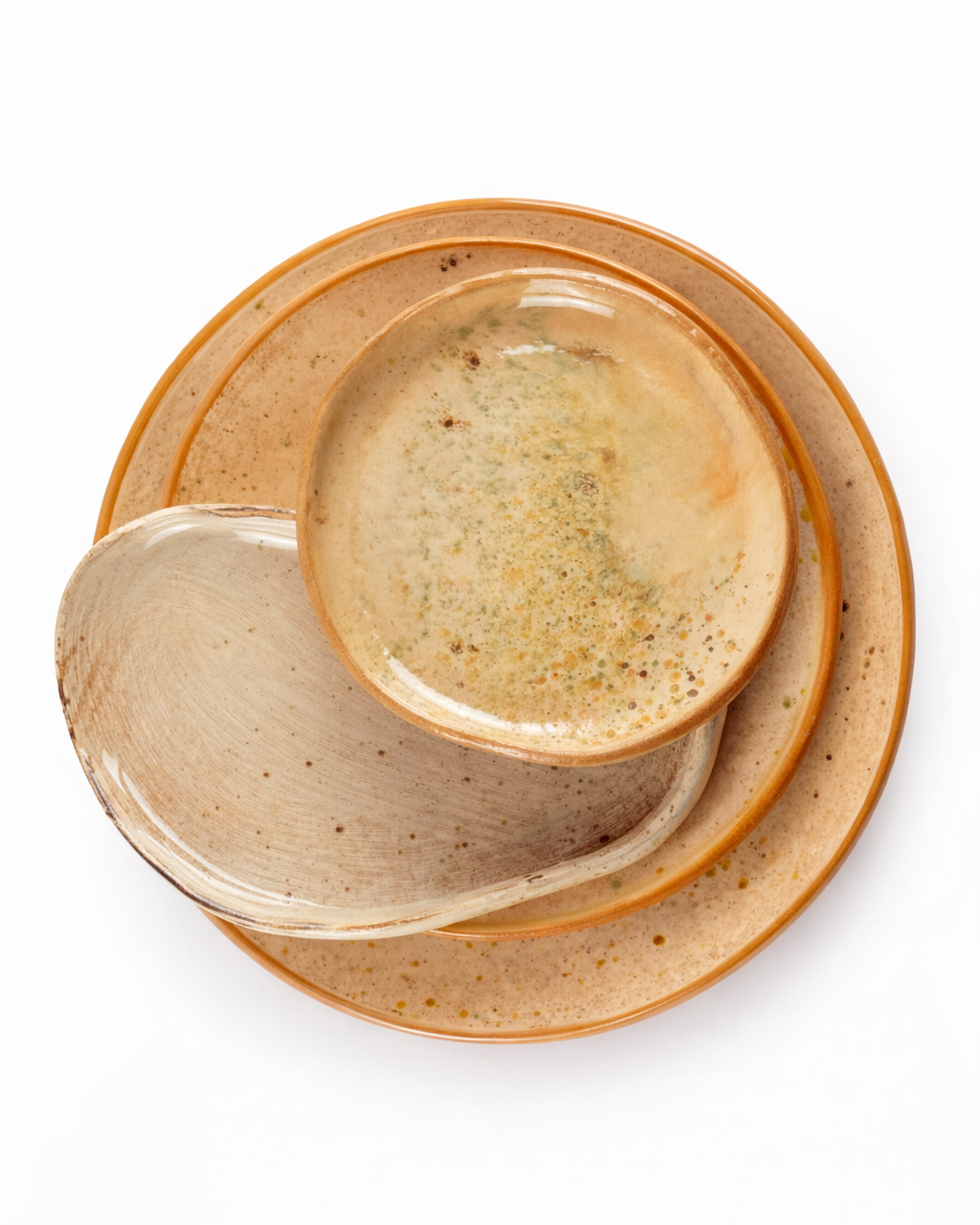 4pc plate set - off white with speckles