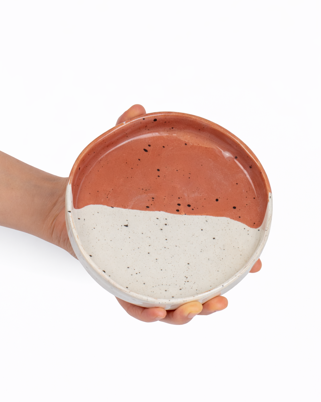 Ana - appetizer plate - off white & rust terracotta