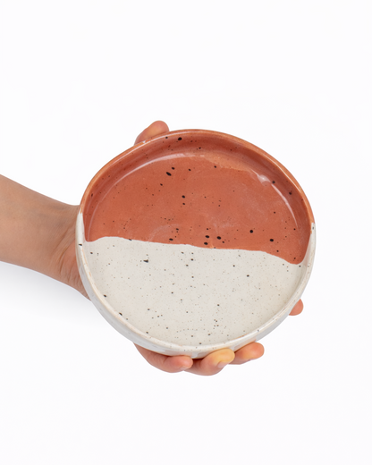 Ana - appetizer plate - off white & rust terracotta