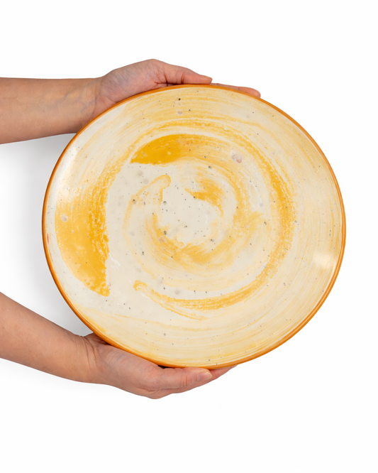 Mihai - main plate - off white & butter yellow