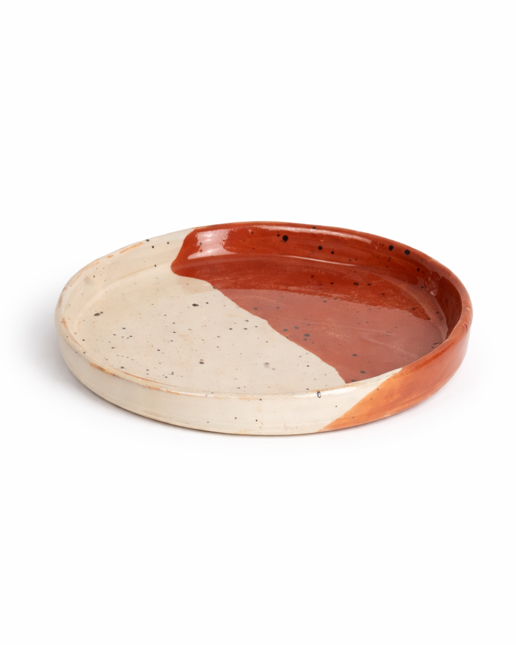 Ana - appetizer plate - off white & rust terracotta