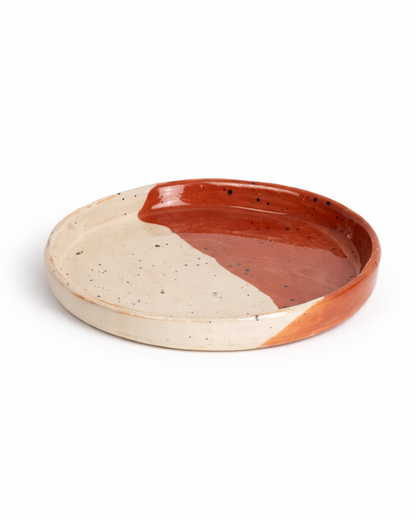 Ana - appetizer plate - off white & rust terracotta