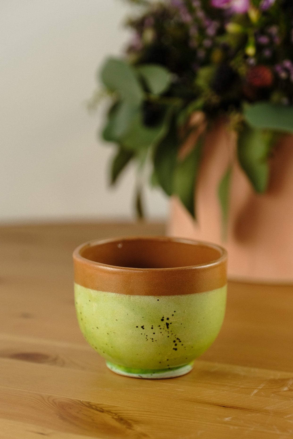 Tea/coffee cup - handmade ceramic - green