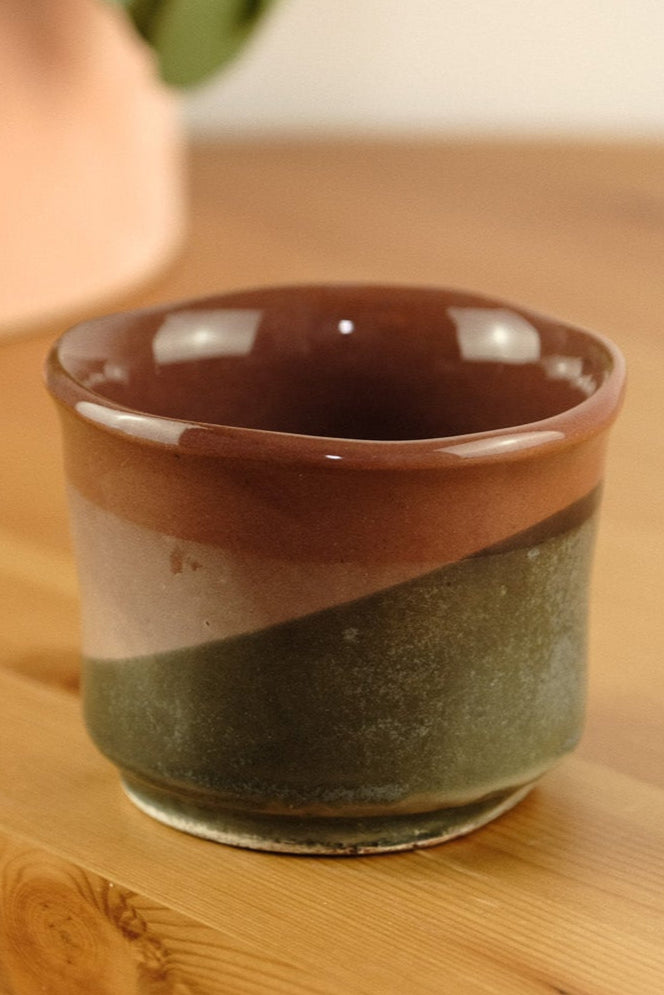 Tea/coffee cup - handmade ceramic - black/brown