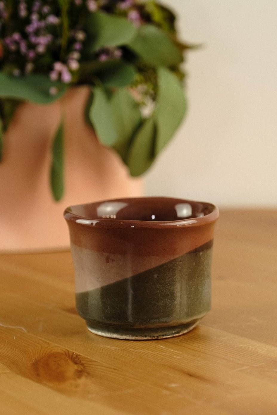 Tea/coffee cup - handmade ceramic - black/brown