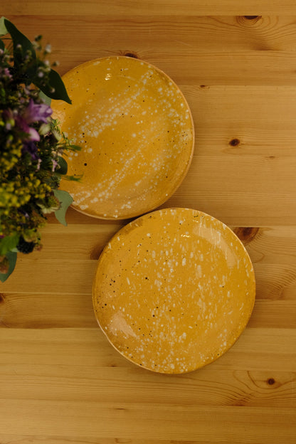 Salad plate - handmade ceramic - yellow