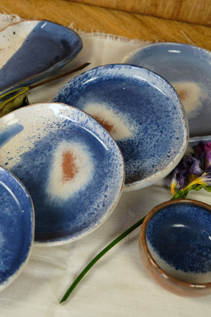 Appetizer set - handmade ceramic - blue