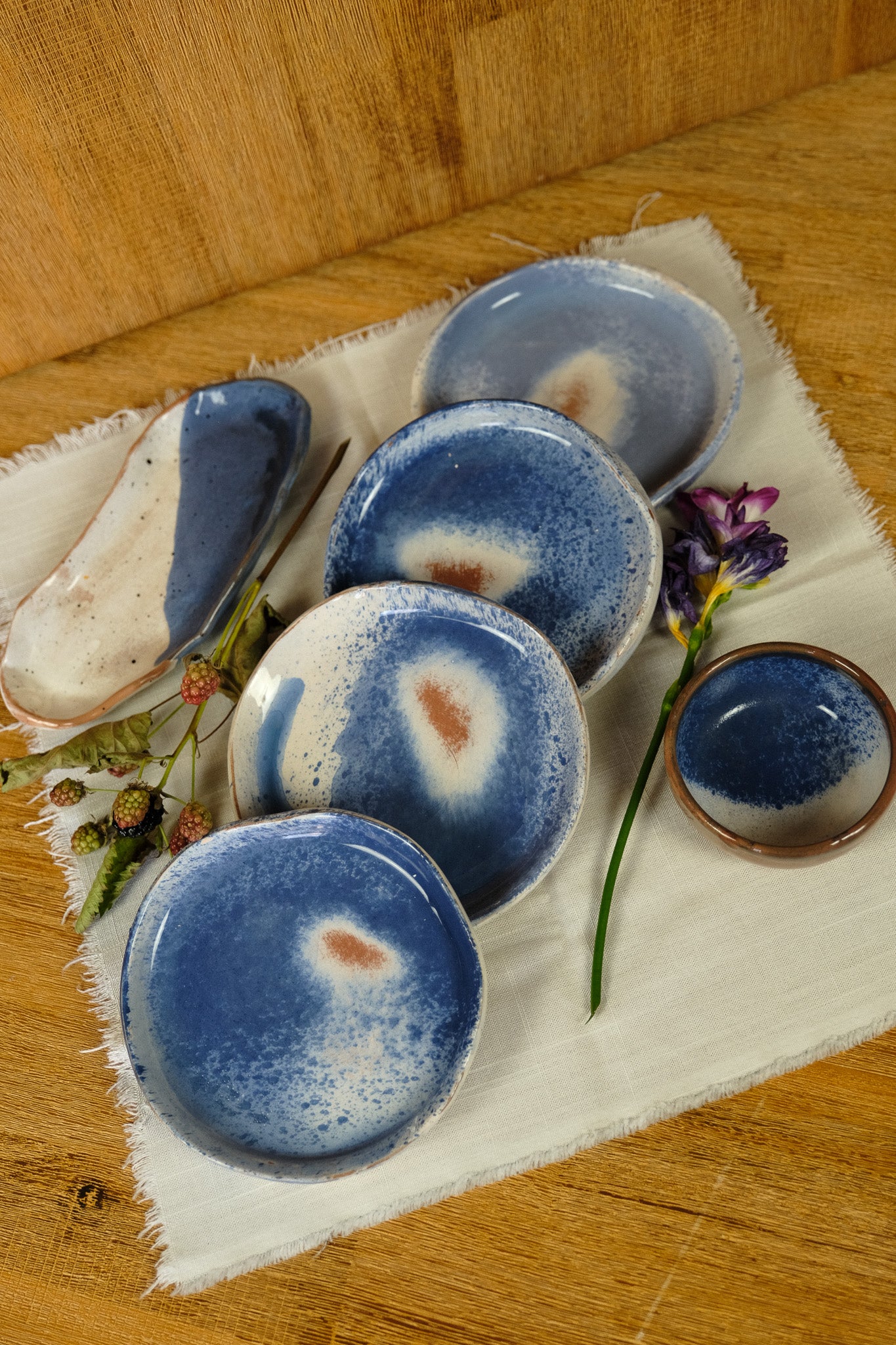 Appetizer set - handmade ceramic - blue